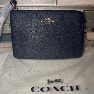Coach Midnight Blue Leather Wristlet
